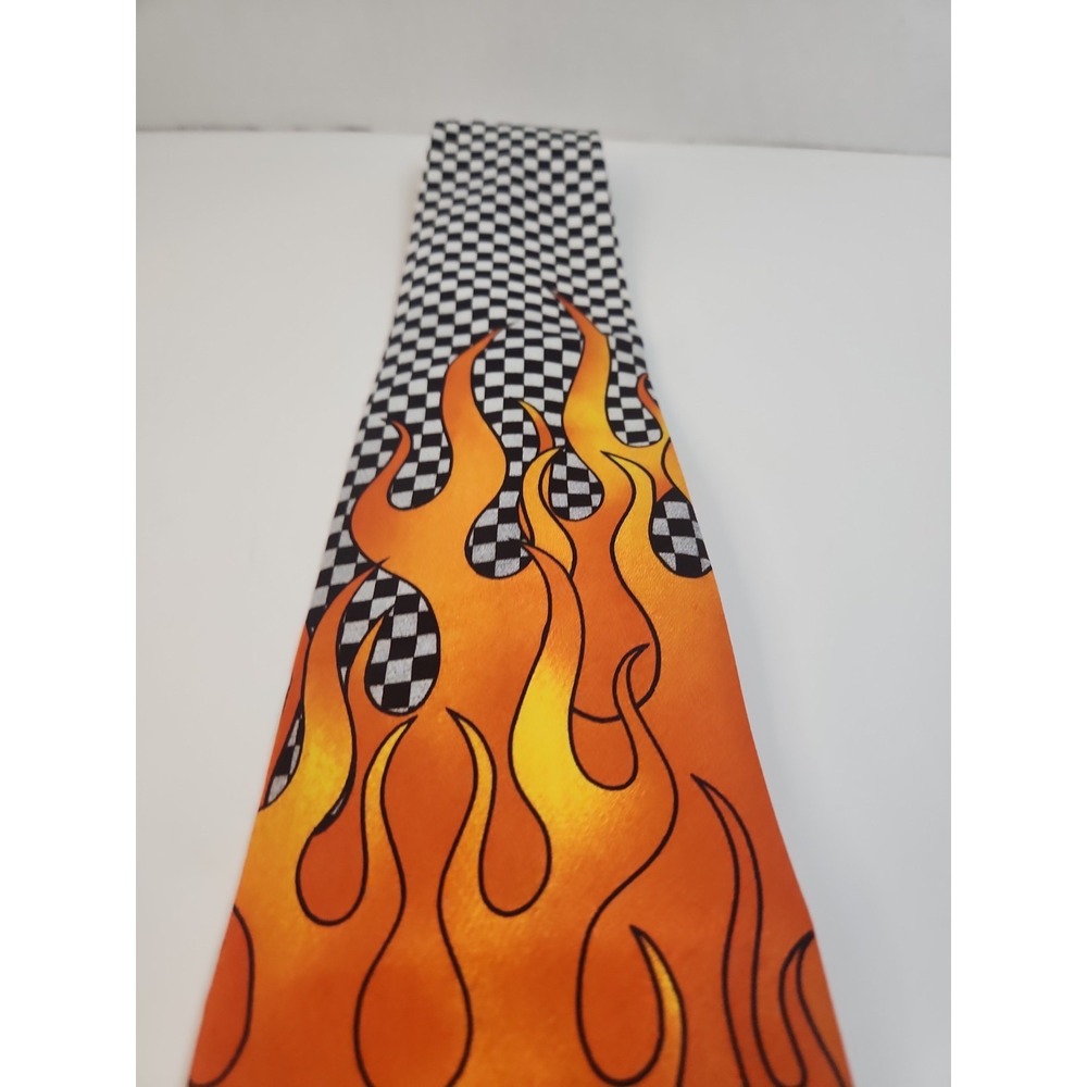 Vintage Harley Davidson Ralph Marlin Tie Checkered Flame Motorcycle Biker Mens - Picture 2 of 7